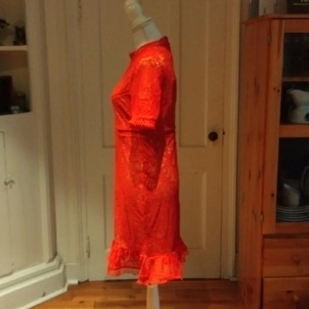 Theodora Lace Dress in Fire Red - Picture 9 of 16